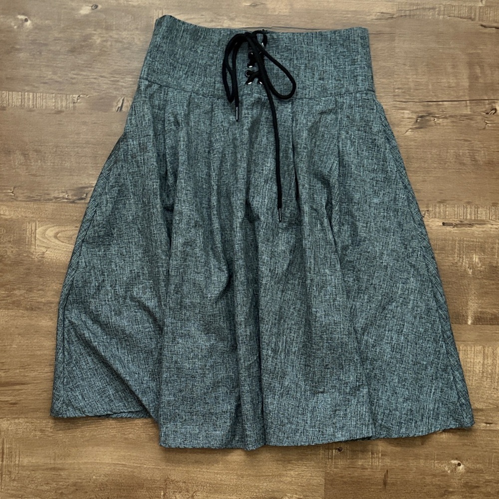 SHEIN Heather Charcoal Drawstring A-Line Skirt